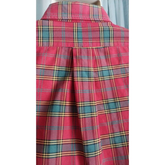 Vintage Ralph Lauren Shirt Mens Large Country Club Crest Button Red Plaid - Picture 5 of 7